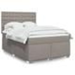 vidaXL Sommier à lattes de lit avec matelas Taupe 140x190 cm Tissu - 140 x 190 cm