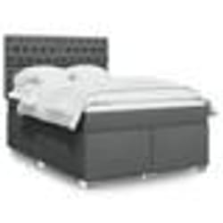 vidaXL Sommier à lattes de lit avec matelas Gris foncé 140x200cm Tissu - 140 x 200 cm