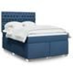 vidaXL Sommier à lattes de lit avec matelas Bleu 140x200 cm Tissu - 140 x 200 cm