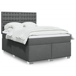 vidaXL Sommier à lattes de lit avec matelas Gris foncé 140x200cm Tissu - 140 x 200 cm