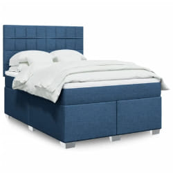 vidaXL Sommier à lattes de lit avec matelas Bleu 160x200 cm Tissu