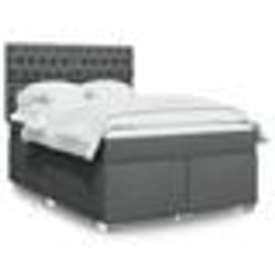 vidaXL Sommier à lattes de lit avec matelas Gris foncé 160x200cm Tissu - 160 x 200 cm
