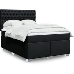 Vidaxl Sommier À Lattes De Lit Avec Matelas Noir 160x200 Cm Tissu