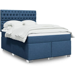 Vidaxl Sommier À Lattes De Lit Avec Matelas Bleu 160x200 Cm Tissu