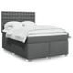 vidaXL Sommier à lattes de lit avec matelas Gris foncé 160x200cm Tissu - 160 x 200 cm