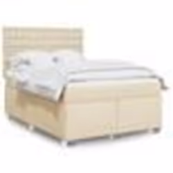 vidaXL Sommier à lattes de lit avec matelas Crème 160x200 cm Tissu - 160 x 200 cm