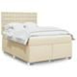 vidaXL Sommier à lattes de lit avec matelas Crème 160x200 cm Tissu - 160 x 200 cm