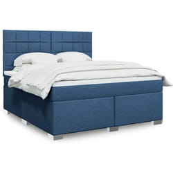Vidaxl Sommier À Lattes De Lit Avec Matelas Bleu 180x200 Cm Tissu