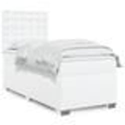 vidaXL Sommier à lattes de lit avec matelas Blanc 90x190 cm Similicuir - 90 x 190 cm