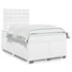 vidaXL Sommier à lattes de lit avec matelas blanc 120x190cm similicuir - 120 x 190 cm