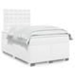 vidaXL Sommier à lattes de lit avec matelas Blanc 120x200cm Similicuir - 120 x 200 cm