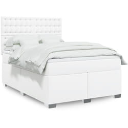 Vidaxl - Sommier À Lattes De Lit Avec Matelas Blanc 140x190cm Similicuir