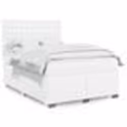 vidaXL Sommier à lattes de lit avec matelas Blanc 140x200cm Similicuir - 140 x 200 cm