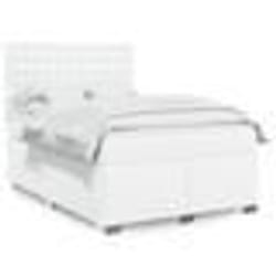 vidaXL Sommier à lattes de lit avec matelas Blanc 140x200cm Similicuir - 140 x 200 cm