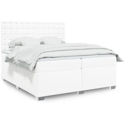 Vidaxl Sommier À Lattes De Lit Avec Matelas Blanc 200x200cm Similicuir