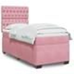 vidaXL Sommier à lattes de lit avec matelas Rose 90x190 cm Velours - 90 x 190 cm