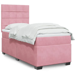 Vidaxl - Sommier À Lattes De Lit Avec Matelas Rose 90x200 Cm Velours