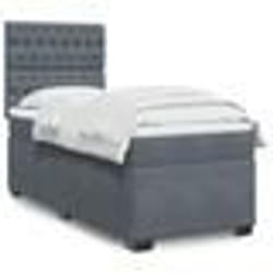 vidaXL Sommier à lattes de lit et matelas Gris foncé 90x200 cm Velours - 90 x 200 cm