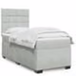 vidaXL Sommier à lattes de lit et matelas Gris clair 100x200cm Velours - 100 x 200 cm