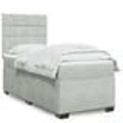 vidaXL Sommier à lattes de lit et matelas Gris clair 100x200cm Velours - 100 x 200 cm