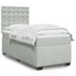vidaXL Sommier à lattes de lit et matelas Gris clair 100x200cm Velours - 100 x 200 cm