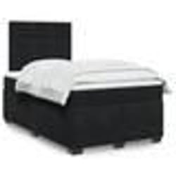 vidaXL Sommier à lattes de lit avec matelas noir 120x190 cm velours - 120 x 190 cm