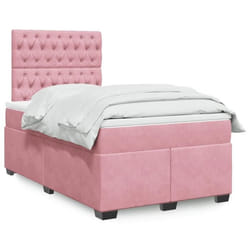 Vidaxl - Sommier À Lattes De Lit Avec Matelas Rose 120x190 Cm Velours