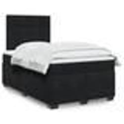 vidaXL Sommier à lattes de lit avec matelas Noir 120x200 cm Velours - 120 x 200 cm