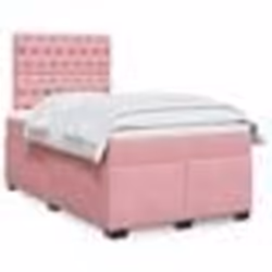 vidaXL Sommier à lattes de lit avec matelas Rose 120x200 cm Velours - 120 x 200 cm