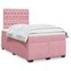 vidaXL Sommier à lattes de lit avec matelas Rose 120x200 cm Velours - 120 x 200 cm