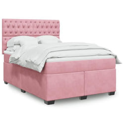 vidaXL Sommier à lattes de lit avec matelas Rose 140x190 cm Velours 3290917