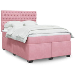 Vidaxl - Sommier À Lattes De Lit Avec Matelas Rose 140x200 Cm Velours