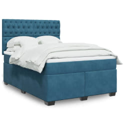 vidaXL Sommier à lattes de lit et matelas bleu 160x200 cm velours