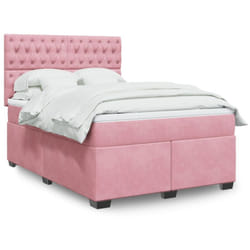 Vidaxl - Sommier À Lattes De Lit Avec Matelas Rose 160x200 Cm Velours