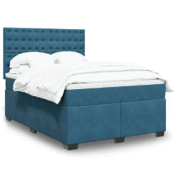 vidaXL Sommier à lattes de lit et matelas bleu 160x200 cm velours
