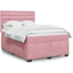 Vidaxl - Sommier À Lattes De Lit Avec Matelas Rose 160x200 Cm Velours