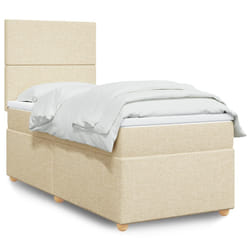 vidaXL Sommier à lattes de lit avec matelas Crème 80x200 cm Tissu - 80 x 200 cm