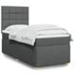 vidaXL Sommier à lattes de lit avec matelas Gris foncé 80x200 cm Tissu - 80 x 200 cm