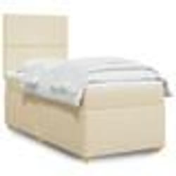 vidaXL Sommier à lattes de lit et matelas Crème 90x190 cm Tissu - 90 x 190 cm