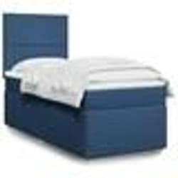 vidaXL Sommier à lattes de lit avec matelas Bleu 90x190 cm Tissu - 90 x 190 cm