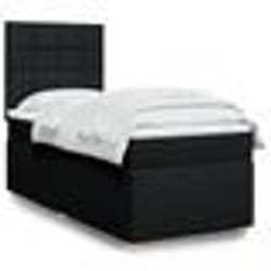 vidaXL Sommier à lattes de lit avec matelas Noir 90x190 cm Tissu - 90 x 190 cm