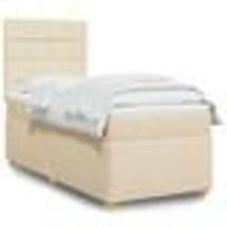 vidaXL Sommier à lattes de lit et matelas Crème 90x190 cm Tissu - 90 x 190 cm