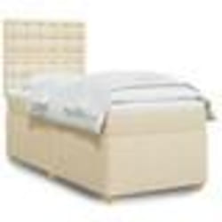 vidaXL Sommier à lattes de lit et matelas Crème 90x190 cm Tissu - 90 x 190 cm