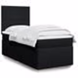 vidaXL Sommier à lattes de lit avec matelas Noir 90x200 cm Tissu - 90 x 200 cm