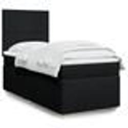 vidaXL Sommier à lattes de lit avec matelas Noir 90x200 cm Tissu - 90 x 200 cm