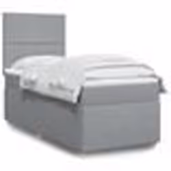 vidaXL Sommier à lattes de lit avec matelas Gris clair 100x200cm Tissu - 100 x 200 cm