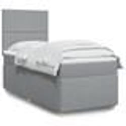 vidaXL Sommier à lattes de lit avec matelas Gris clair 100x200cm Tissu - 100 x 200 cm