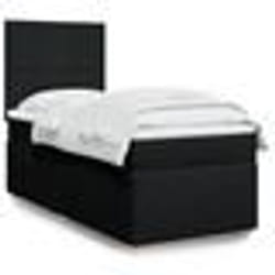 vidaXL Sommier à lattes de lit avec matelas Noir 100x200 cm Tissu - 100 x 200 cm