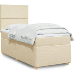 Vidaxl - Sommier À Lattes De Lit Avec Matelas Crème 100x200 Cm Tissu