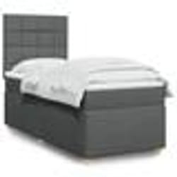 vidaXL Sommier à lattes de lit avec matelas Gris foncé 100x200cm Tissu - 100 x 200 cm